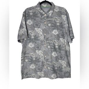 Tommy Bahama IslandZone Men’s XL Gray Floral Hawaiian Camp Shirt 37.5 Technology
